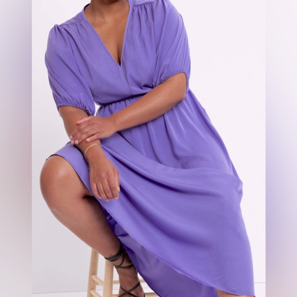 NEW Gap Purple Blouson Maxi Dress With Cutout Size LARGE